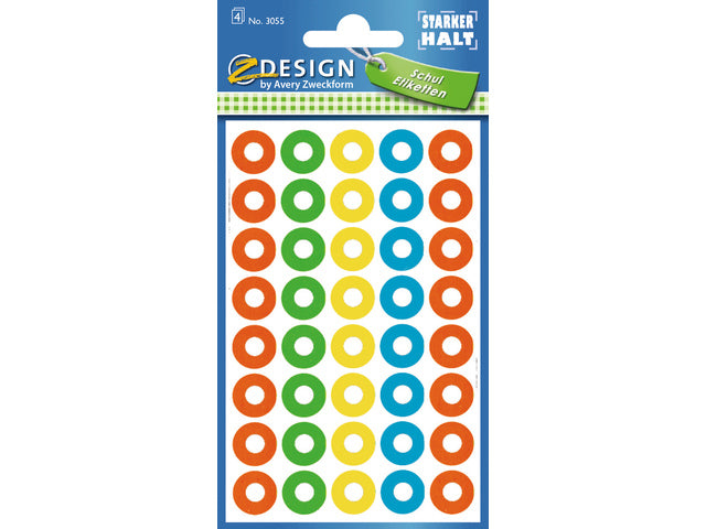 versterkingsringen Zweckform 13mm assorti blister 4 vel