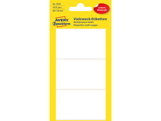 Etiket Zweckform 66x38mm met blister a 18 etiketjes