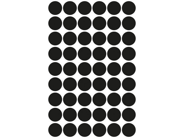 etiket Zweckform 12mm rond 5 vel a 54 etiketjes zwart