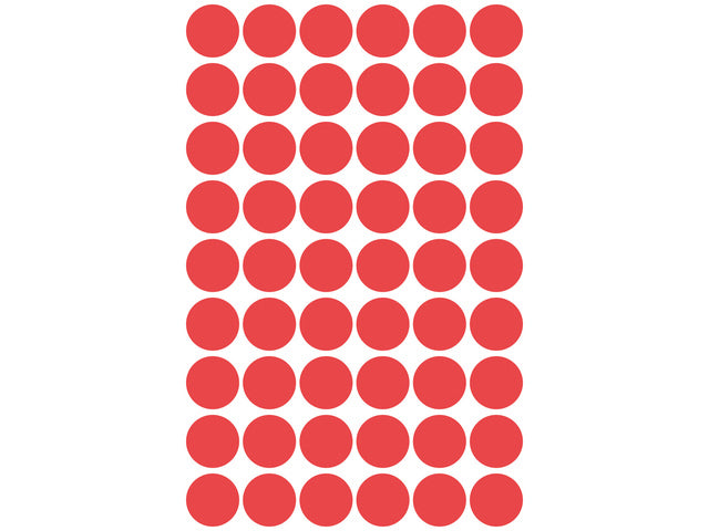 etiket Zweckform 12mm rond 5 vel a 54 etiketjes rood