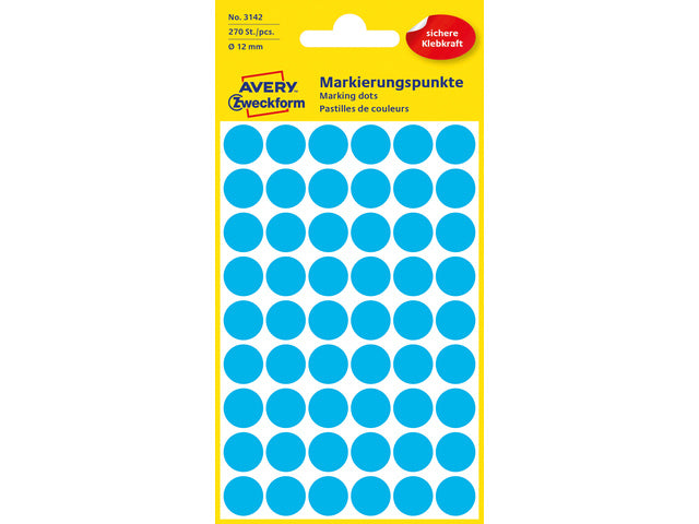 etiket Zweckform 12mm rond 5 vel a 54 etiketjes blauw