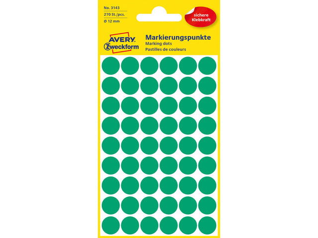etiket Zweckform 12mm rond 5 vel a 54 etiketjes groen