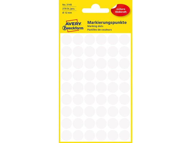 etiket Zweckform 12mm rond 5 vel a 54 etiketjes wit