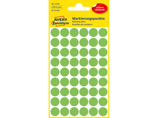 etiket Zweckform 12mm rond 5 vel a 54 etiketjes lichtgroen