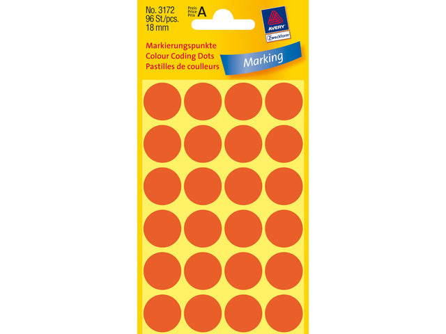 etiket Zweckform 18mm rond 4 vel a 24 etiketjes lichtrood
