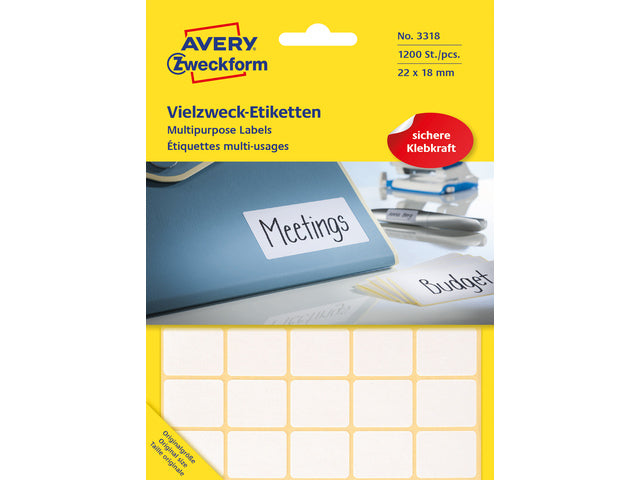 Etiket Zweckform 22x18mm met pakje a 1200 etiketjes
