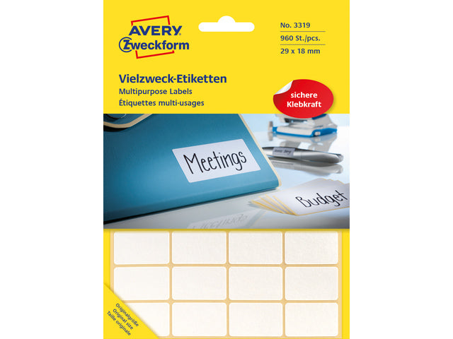 Etiket Zweckform 29x18mm met pakje a 960 etiketjes