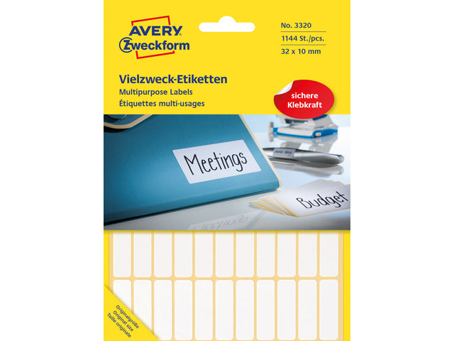 etiket Zweckform 32x10mm met pakje a 1144 etiketjes