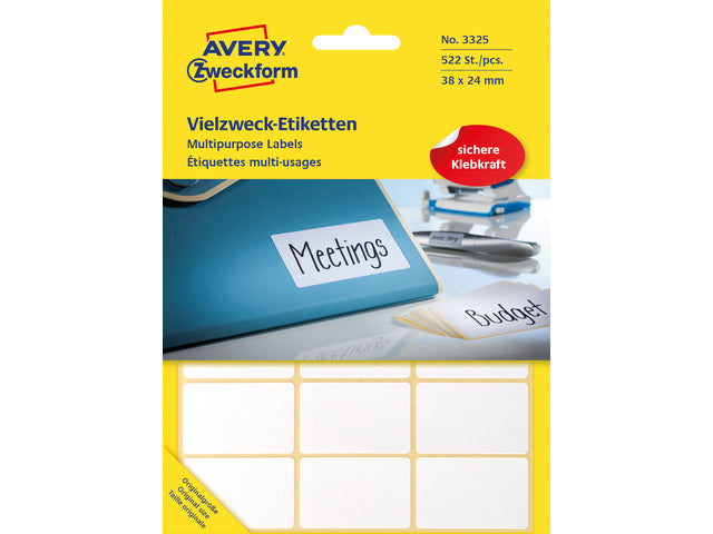 Etiket Zweckform 38x24mm met pakje a 522 etiketjes