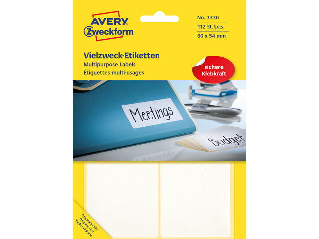 Etiket Zweckform 80x54mm met pakje a 112 etiketjes
