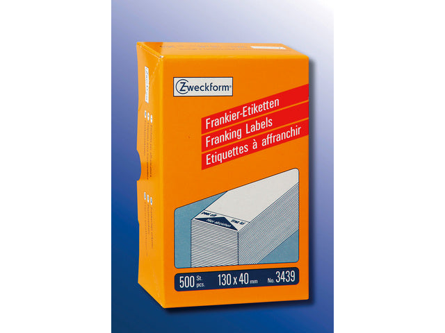 frankeeretiket Zweckform wit 130x40mm 1 etiket per vel 500 vel