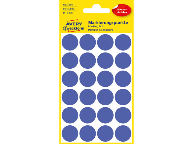 Etiket Zweckform 18mm rond blister 4 vel a 24 et. donkerblauw Niet-permanent