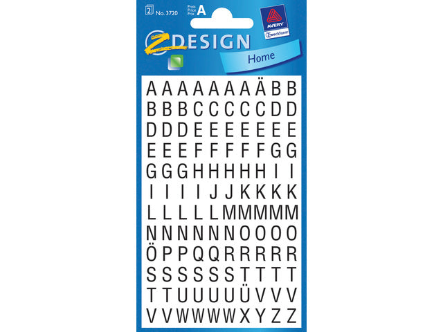letteretiket Z-design Home pakket a 2 vel zwart op wit