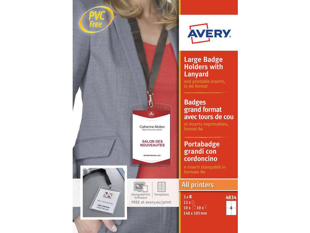Badgehouder Avery A6 incl. badgehouder insteekkaarten en lanyards 10st