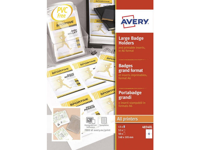 Badgehouder Avery A6 incl. badgehouder insteekkaarten 50st