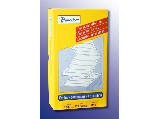 computertiket Zweckform 139,7x99,2 wit 1-baans 1500 etiketten