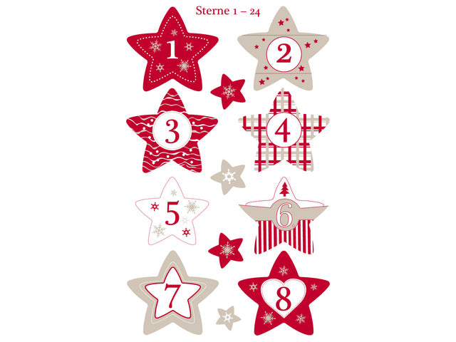 Etiket Z-design Kerststerren 1-24 - 3 vel