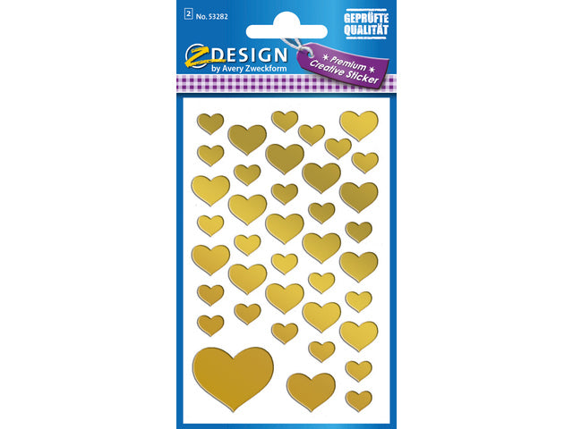 Folie etiket Z-design Creatieve gouden hartjes