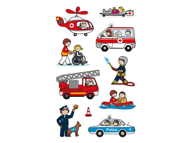 papieretiket Z-design Kinderpakket a 3 vel brandweer/politie