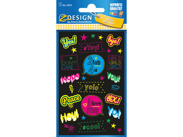 Neon etiket Z-design Kinderteksten