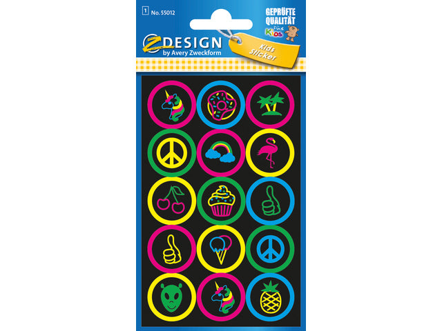 Neon etiket Z-design Kinderknopen verpakt per 1 vel