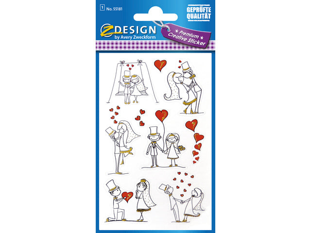 Papieretiket Z-design Creative pakje a 1 vel bruidspaar