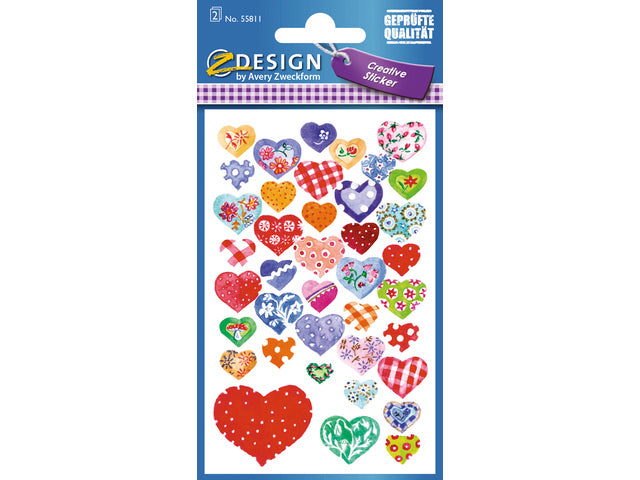papieretiket Z-design Creative pakket met 2 vel glinsterende harten