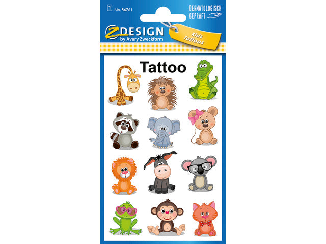 Tattoo etiket Z-design Kinderpakket a 1 vel dieren