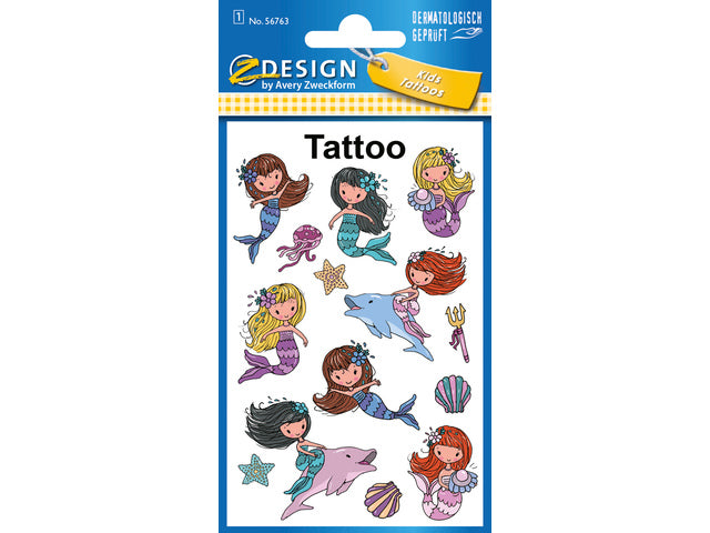 Tattoo etiket Z-design Kinderpakket a 1 vel zeemeerminnen