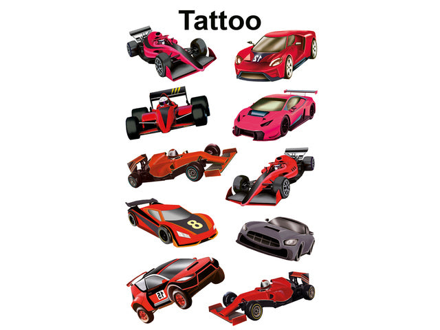 Tattoo etiket Z-design Kinderpakket a 1 vel raceauto's