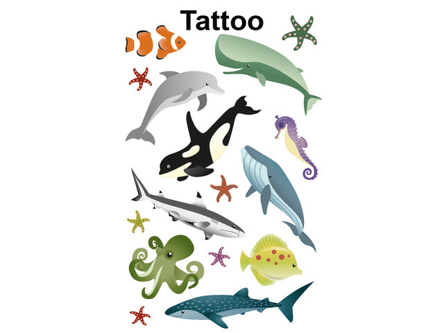 Tattoo etiket Z-design Kinderpakket a 1 vel oceaandieren