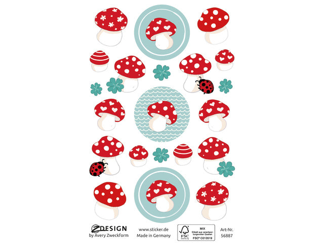 Papieretiket Z-design Creatief pakket a 2 vel paddenstoelen