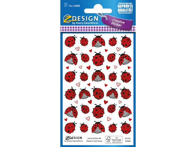 Papieretiket Z-design Creatief pakje a 1 vel lieveheersbeestjes