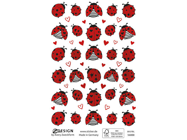 Papieretiket Z-design Creatief pakje a 1 vel lieveheersbeestjes