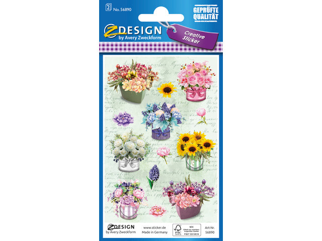 Papieretiket Z-design Creatief pakje a 2 vel bloemen