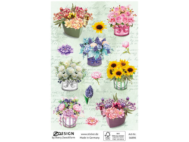 Papieretiket Z-design Creatief pakje a 2 vel bloemen