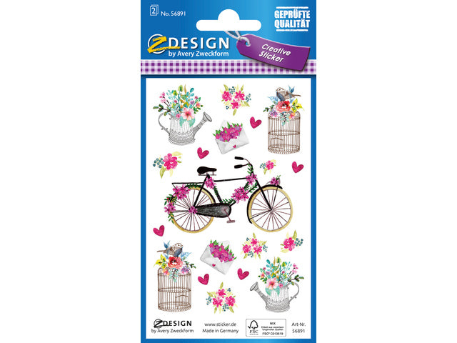 Papieretiket Z-design Creatief pakje a 2 vel bloemen