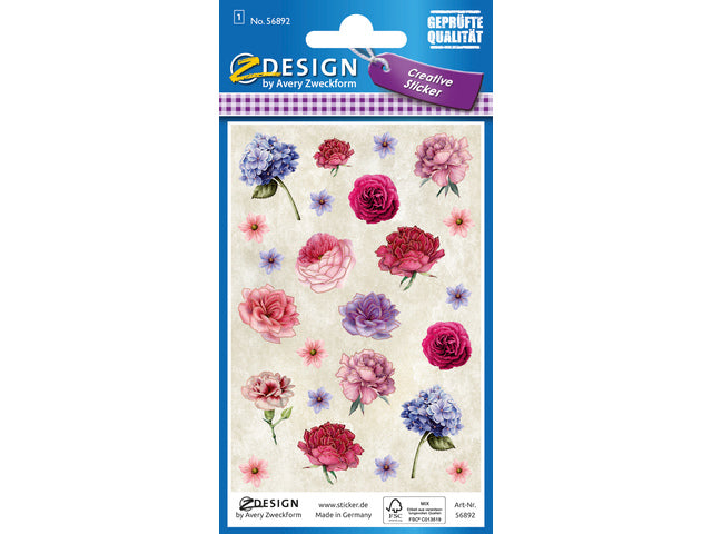 Papieretiket Z-design Creative pakje a 1 vel bloemen