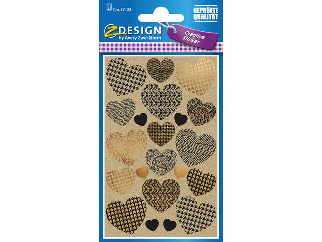 Papieretiket Z-design Creative pakje a 2 vel kraft hartjes