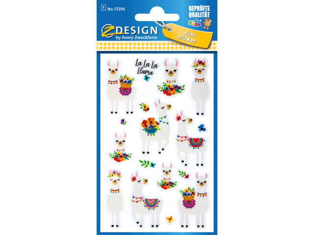 Glitter etiket Z-design Kinder alpaca's