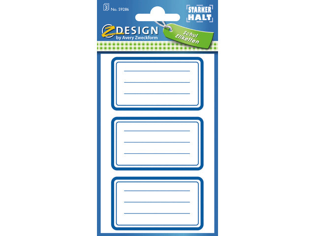 boeketiket Z-design Schoolpakket a 3 vel lichtblauw met kader