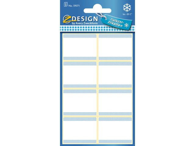 diepvriesetiket Z-design Home 36x28mm 40 etiketten wit/blauw