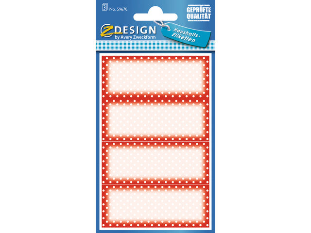 huishoudetiket Z-design Home pakje a 3 vel kader rood-wit