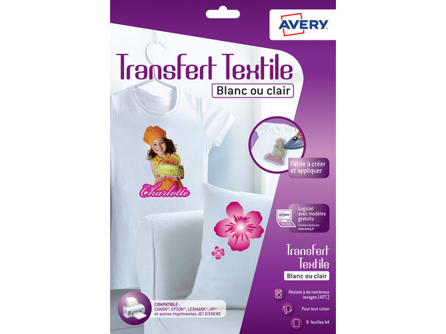 transferfolie Avery t-shirt A4 transparant doos a 8 vel