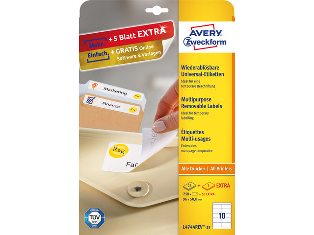 Etikett Avery ILK 96x50,8mm mit NP 25 Vel 10 Etiketten pro Vel
