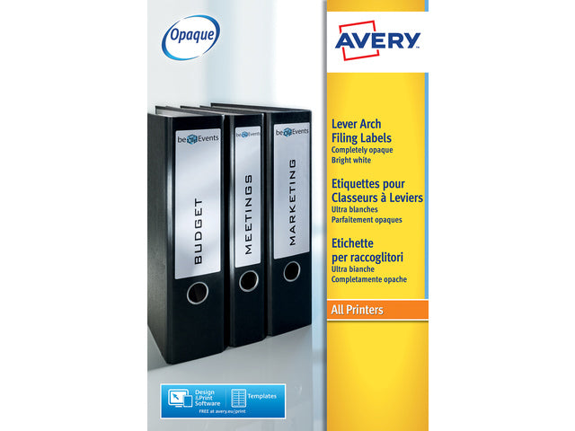 ordnerrugetiket Avery 192x38mm wit 25 vel 7 etiketten per vel
