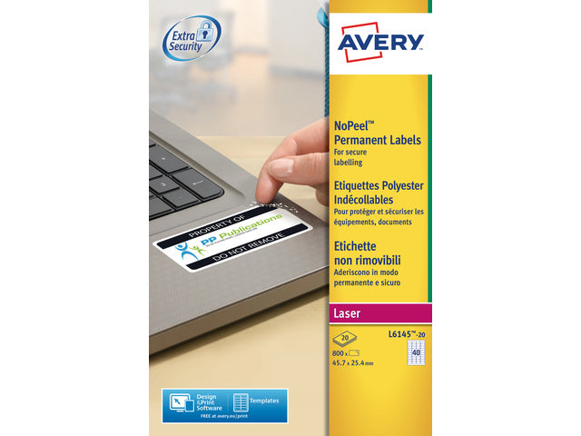 laseretiket Avery 45,7x25,4mm wit 20 vel 48 etiketten per vel