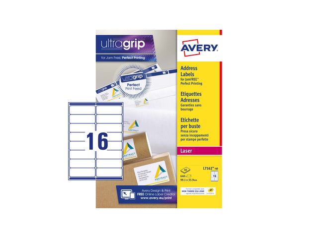 Adresetiket Avery QuickPeel 99,1x33,9 mit 40 Vel, 16 Etiketten pro Vel