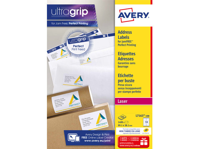 Adresetiket Avery QuickPeel 99,1x38,1 mit 100 Vel, 14 Etiketten pro Vel