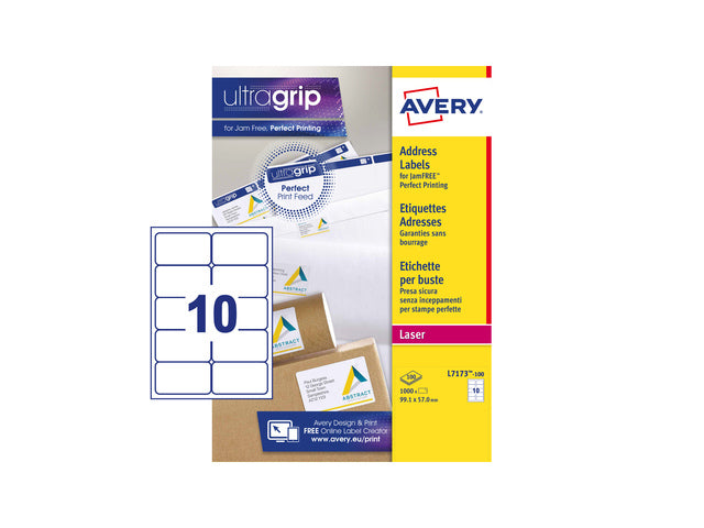 Adresetiket Avery QuickPeel 99,1x57 mit 100 Vel 10 Etiketten pro Vel